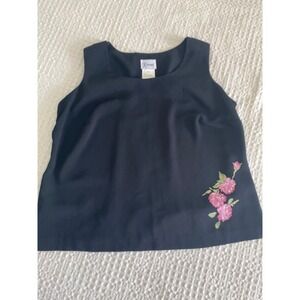 K Woman Black Sleeveless Rose Women's Career Top‎ Size 18W